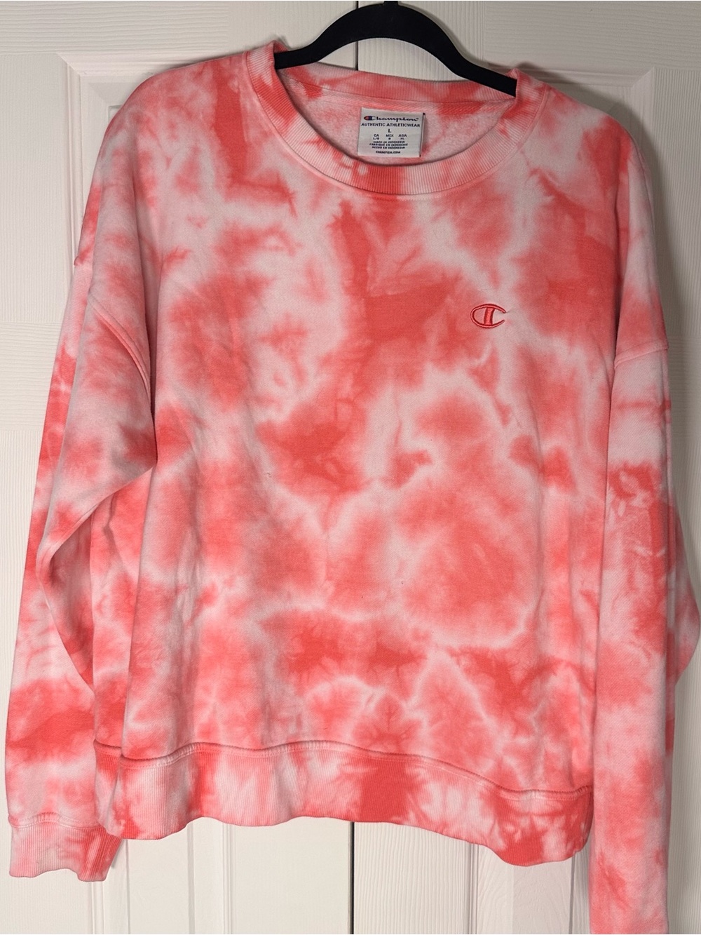 Champion Coral Tie-Dye Crewneck Sweatshirt